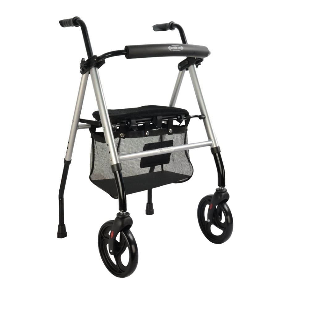 Andador con ruedas delanteras y asiento